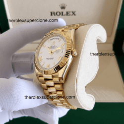 Rolex Day-Date 1:1 Super Clone 18kt Yellow Gold White Dial 3255 Swiss Movement Replica Watch Ref-228238