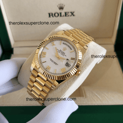 Rolex Day-Date 1:1 Super Clone 18kt Yellow Gold White Dial 3255 Swiss Movement Replica Watch Ref-228238