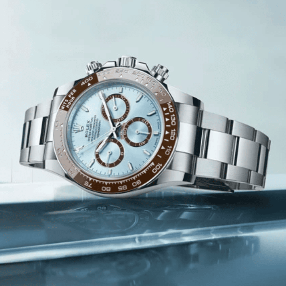 Rolex Cosmograph Daytona 1:1 Super Clone Platinum Ice Blue Dial 4131 Swiss Movement Replica Watch Ref-126506