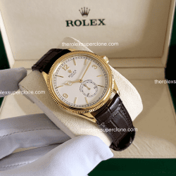 Rolex 1908 1:1 Super Clone 18kt Yellow Gold Intense White Dial Alligator Strap 7140 Swiss Movement Replica Watch Ref-52508