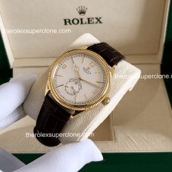 Rolex 1908 1:1 Super Clone 18kt Yellow Gold Intense White Dial Alligator Strap 7140 Swiss Movement Replica Watch Ref-52508