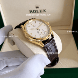 Rolex 1908 1:1 Super Clone 18kt Yellow Gold Intense White Dial Alligator Strap 7140 Swiss Movement Replica Watch Ref-52508