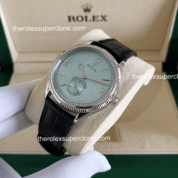 Rolex 1908 1:1 Super Clone Platinum Ice Blue Dial Alligator Strap 7140 Swiss Movement Replica Watch Ref-52506