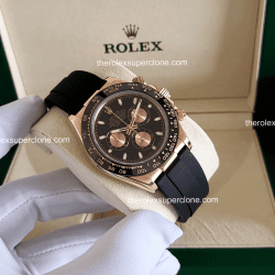 Rolex Cosmograph Daytona 11 Super Clone 18kt Everose Gold Oysterflex Black Dial 4130 Swiss Movement Replica Watch Ref-126515LN