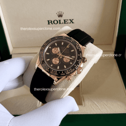 Rolex Cosmograph Daytona 11 Super Clone 18kt Everose Gold Oysterflex Black Dial 4130 Swiss Movement Replica Watch Ref-126515LN