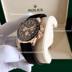 Rolex Cosmograph Daytona 11 Super Clone 18kt Everose Gold Oysterflex Black Dial 4130 Swiss Movement Replica Watch Ref-126515LN