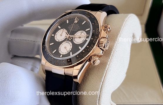 Rolex Cosmograph Daytona 11 Super Clone 18kt Everose Gold Oysterflex Bright Black and Sundust Dial 4131 Swiss Movement Replica Watch Ref-126515LN (2)