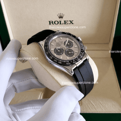 Rolex Cosmograph Daytona 1:1 Super Clone 18kt White Gold Oysterflex Black Dial 4130 Swiss Movement Replica Watch Ref-116519LN