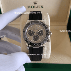 Rolex Cosmograph Daytona 11 Super Clone 18kt White Gold Oysterflex Steel and Bright Black Dial 4130 Swiss Movement Replica Watch Ref-116519LN