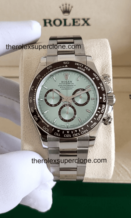 Rolex Cosmograph Daytona 11 Super Clone Platinum Ice Blue Dial 4131 Swiss Movement Replica Watch Ref-126506