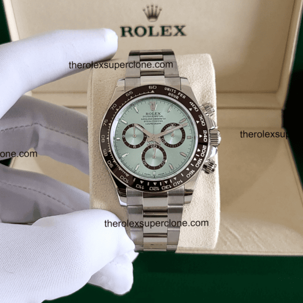 Rolex Cosmograph Daytona 11 Super Clone Platinum Ice Blue Dial 4131 Swiss Movement Replica Watch Ref-126506