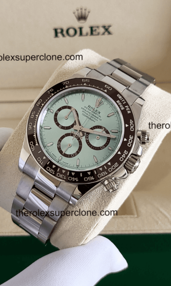 Rolex Cosmograph Daytona 11 Super Clone Platinum Ice Blue Dial 4131 Swiss Movement Replica Watch Ref-126506