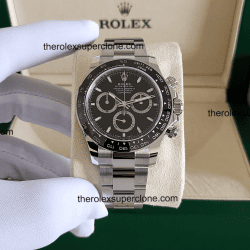 Rolex Cosmograph Daytona 1:1 Super Clone Stainless Steel Black Dial 4131 Swiss Movement Replica Watch Ref-126500LN