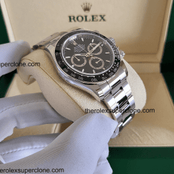 Rolex Cosmograph Daytona 1:1 Super Clone Stainless Steel Black Dial 4131 Swiss Movement Replica Watch Ref-126500LN