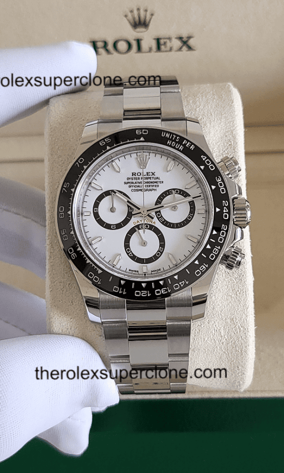 Rolex Cosmograph Daytona 1:1 Super Clone Stainless Steel White Dial 4131 Swiss Movement Replica Watch Ref-126500LN