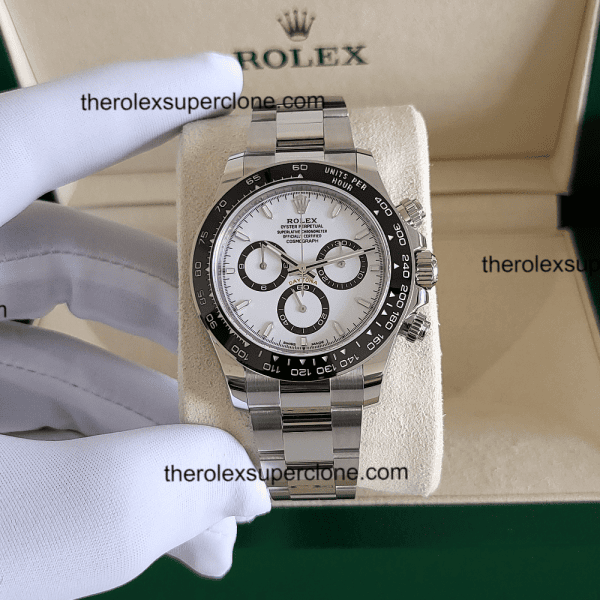 Rolex Cosmograph Daytona 1:1 Super Clone Stainless Steel White Dial 4131 Swiss Movement Replica Watch Ref-126500LN