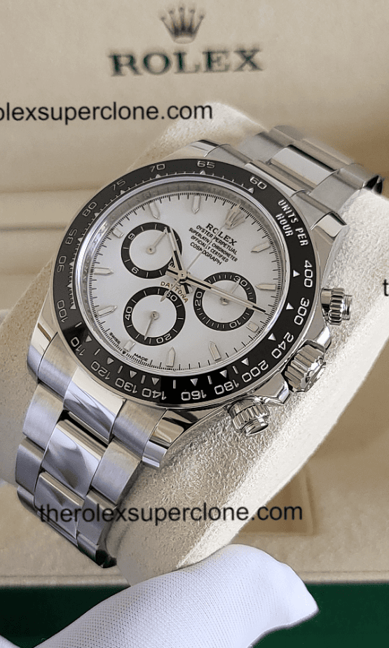 Rolex Cosmograph Daytona 1:1 Super Clone Stainless Steel White Dial 4131 Swiss Movement Replica Watch Ref-126500LN