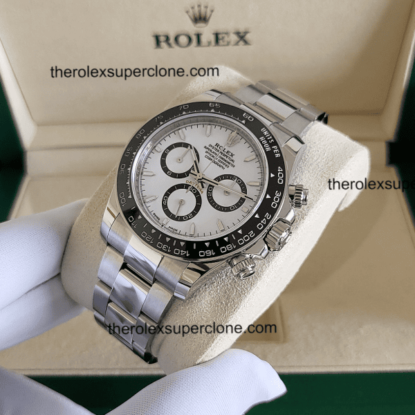 Rolex Cosmograph Daytona 1:1 Super Clone Stainless Steel White Dial 4131 Swiss Movement Replica Watch Ref-126500LN