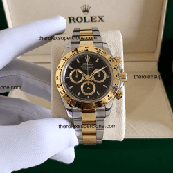 Rolex Cosmograph Daytona 1:1 Super Clone Yellow Rolesor Black Dial 4131 Swiss Movement Replica Watch Ref-126503