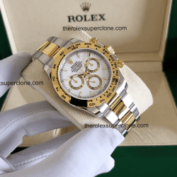 Rolex Cosmograph Daytona 1:1 Super Clone Yellow Rolesor White Dial 4131 Swiss Movement Replica Watch Ref-126503