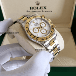 Rolex Cosmograph Daytona 1:1 Super Clone Yellow Rolesor White Dial 4131 Swiss Movement Replica Watch Ref-126503