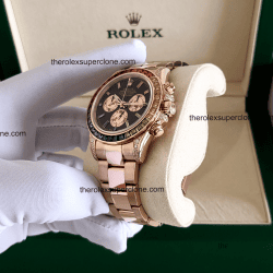 Rolex Cosmograph Daytona Rainbow 1:1 Super Clone Everose Gold Black Dial 4130 Swiss Movement Replica Watch Ref-116595RBOW