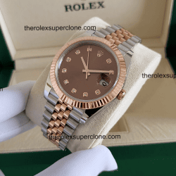 Rolex Datejust 1:1 Super Clone Oystersteel and Everose Gold Chocolate with Diamonds Set Dial 3235 Swiss Movement Replica Watch Ref-126331