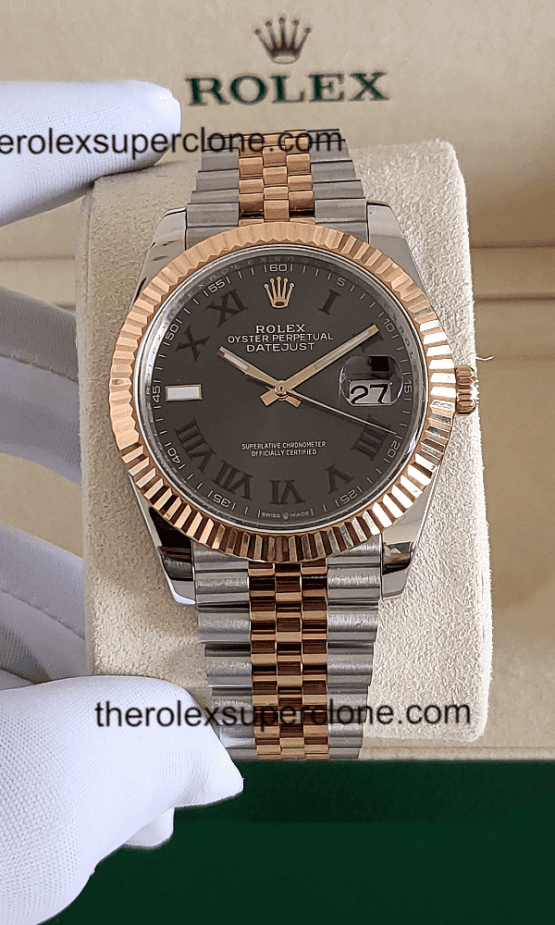 Rolex Datejust 1:1 Super Clone Oystersteel and Everose Gold Slate Dial 3235 Swiss Movement Replica Watch Ref-126331