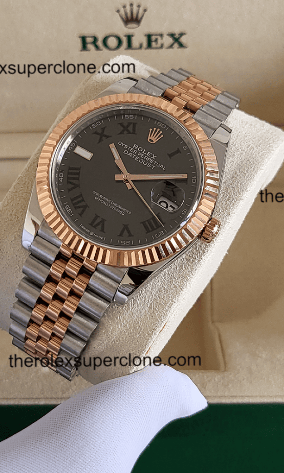 Rolex Datejust 1:1 Super Clone Oystersteel and Everose Gold Slate Dial 3235 Swiss Movement Replica Watch Ref-126331