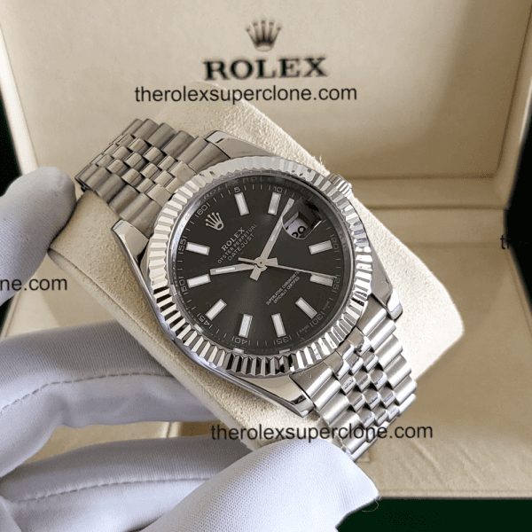 Rolex Datejust 1:1 Super Clone Oystersteel and White Gold Bright Black Dial 3235 Swiss Movement Replica Watch Ref-126334