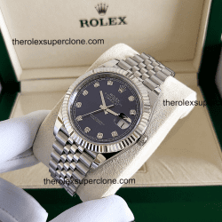 Rolex Datejust 1:1 Super Clone Oystersteel and White Gold Bright Blue with Diamonds Set Dial 3235 Swiss Movement Replica Watch Ref-126334