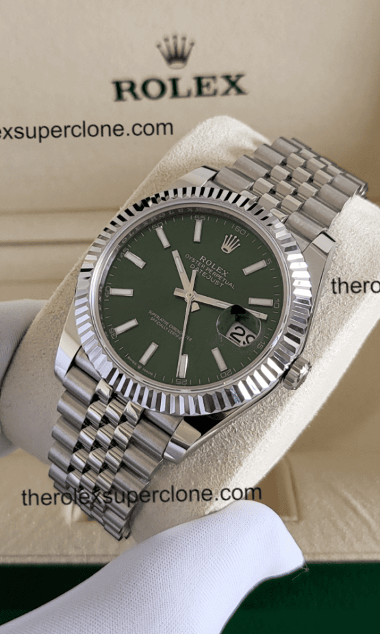 Rolex Datejust 1:1 Super Clone Oystersteel and White Gold Mint Green Dial 3235 Swiss Movement Replica Watch Ref-126334