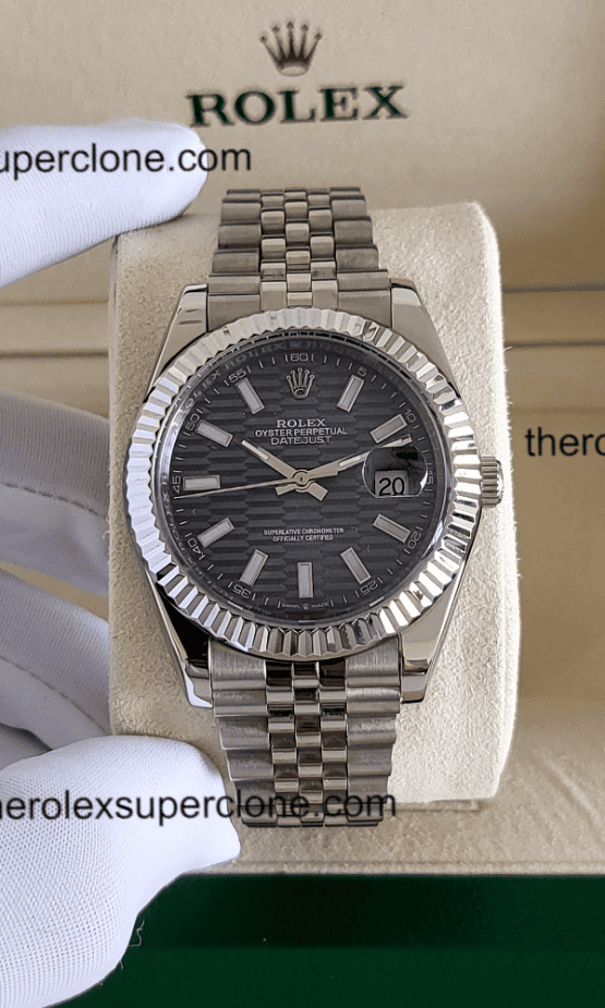 Rolex Datejust 11 Super Clone Oystersteel and White Gold Motif Blue Dial 3235 Swiss Movement Replica Watch Ref-126334