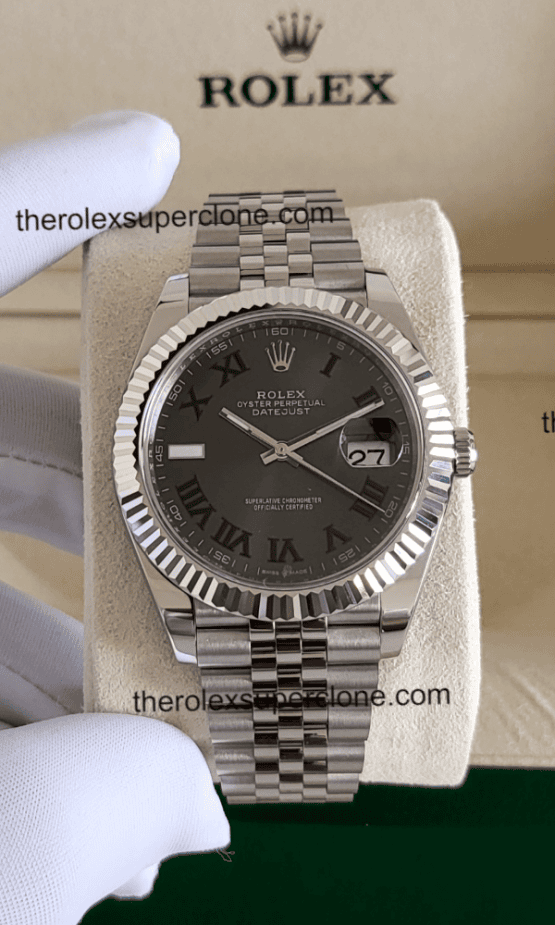 Rolex Datejust 11 Super Clone Oystersteel and White Gold Slate Dial 3235 Swiss Movement Replica Watch Ref-126334