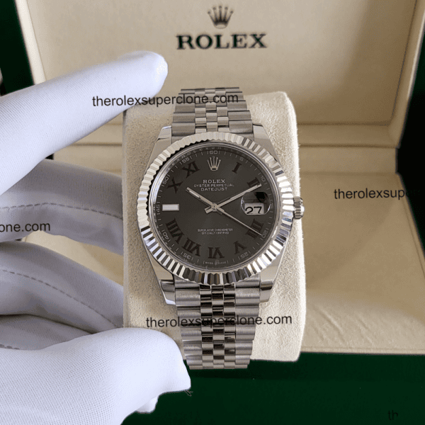 Rolex Datejust 11 Super Clone Oystersteel and White Gold Slate Dial 3235 Swiss Movement Replica Watch Ref-126334