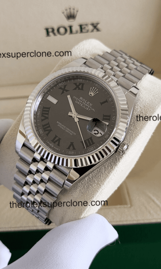 Rolex Datejust 11 Super Clone Oystersteel and White Gold Slate Dial 3235 Swiss Movement Replica Watch Ref-126334