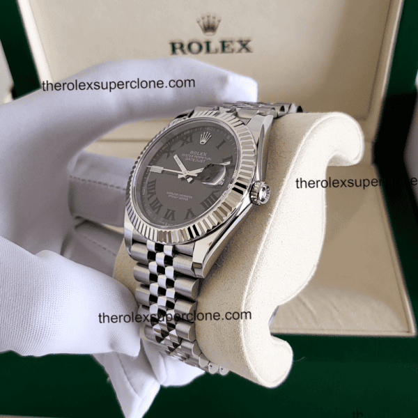 Rolex Datejust 11 Super Clone Oystersteel and White Gold Slate Dial 3235 Swiss Movement Replica Watch Ref-126334