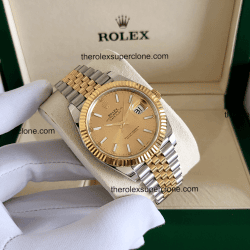 Rolex Datejust 1:1 Super Clone Oystersteel and Yellow Gold Champagne-Colour Dial 3235 Swiss Movement Replica Watch Ref-126333