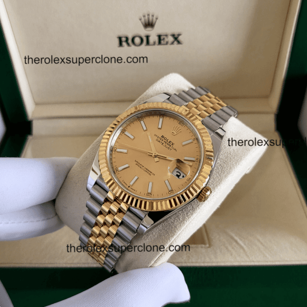 Rolex Datejust 1:1 Super Clone Oystersteel and Yellow Gold Champagne-Colour Dial 3235 Swiss Movement Replica Watch Ref-126333