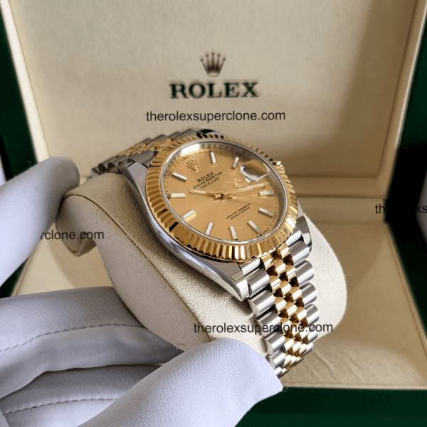 Rolex Datejust 1:1 Super Clone Oystersteel and Yellow Gold Champagne-Colour Dial 3235 Swiss Movement Replica Watch Ref-126333