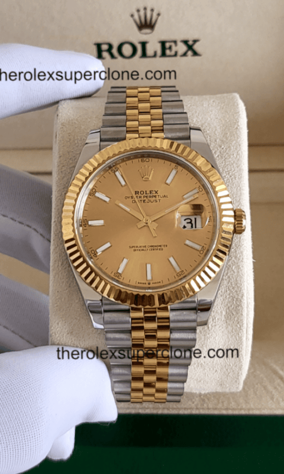 Rolex Datejust 11 Super Clone Oystersteel and Yellow Gold Champagne-Colour Dial 3235 Swiss Movement Replica Watch Ref-126333