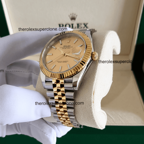 Rolex Datejust 1:1 Super Clone Oystersteel and Yellow Gold Champagne-Colour Dial 3235 Swiss Movement Replica Watch Ref-126333