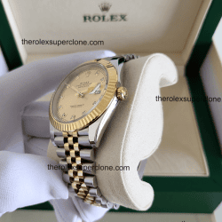 Rolex Datejust 1:1 Super Clone Oystersteel and Yellow Gold Champagne-Colour with Diamonds Set Dial 3235 Swiss Movement Replica Watch Ref-126333