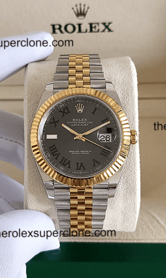 Rolex Datejust 11 Super Clone Oystersteel and Yellow Gold Slate Dial 3235 Swiss Movement Replica Watch Ref-126333