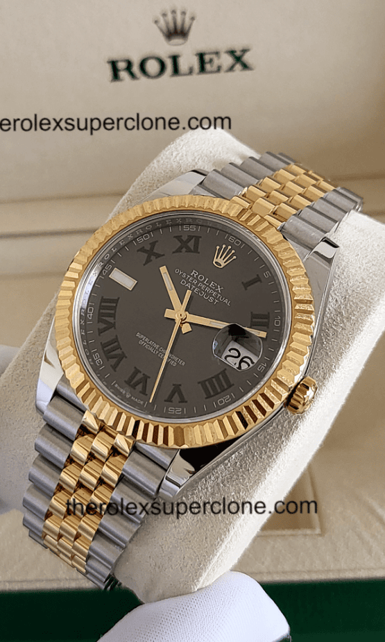 Rolex Datejust 1:1 Super Clone Oystersteel and Yellow Gold Slate Dial 3235 Swiss Movement Replica Watch Ref-126333