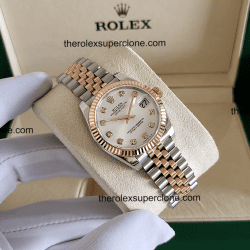 Rolex Datejust 31mm 1:1 Super Clone Oystersteel and Everose Gold Diamonds Set Silver Dial 2236 Swiss Movement Replica Watch Ref-278271