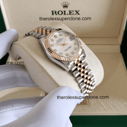 Rolex Datejust 31mm 1:1 Super Clone Oystersteel and Everose Gold Diamonds Set Silver Dial 2236 Swiss Movement Replica Watch Ref-278271