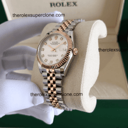 Rolex Datejust 31mm 1:1 Super Clone Oystersteel and Everose Gold Diamonds Set Silver Dial 2236 Swiss Movement Replica Watch Ref-278271