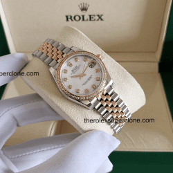 Rolex Datejust 31mm 1:1 Super Clone Oystersteel and Everose Gold Diamonds Set White Mother-of-Pearl Dial 2236 Swiss Movement Replica Watch Ref-278381RBR