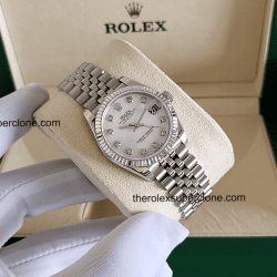 Rolex Datejust 31mm 1:1 Super Clone Oystersteel and White Gold Diamonds Set White Mother-of-Pearl Dial 2236 Swiss Movement Replica Watch Ref-278274